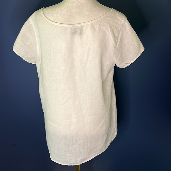 LINEN Click by Color Me Cotton- crisp white short sleeve women's small boxy top - Picture 6 of 9